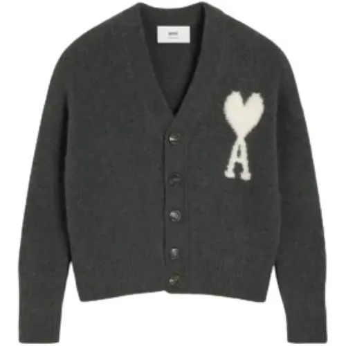 Luxuriöser Cardigan mit weißem Logo , Herren, Größe: M - Ami Paris - Modalova