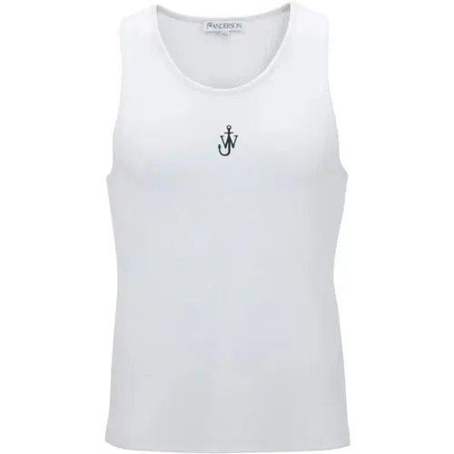 Cotton Sleeveless Top with JW Logo , male, Sizes: M - JW Anderson - Modalova
