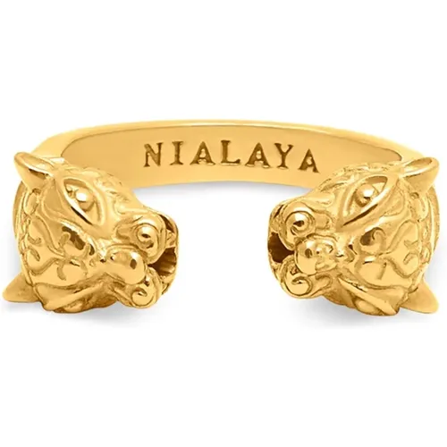 Gold Panther Ring , female, Sizes: 50 MM, 52 MM - Nialaya - Modalova