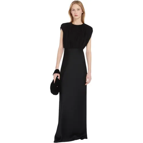 Schwarzes Satin langes Kleid Elegant - Max Mara - Modalova