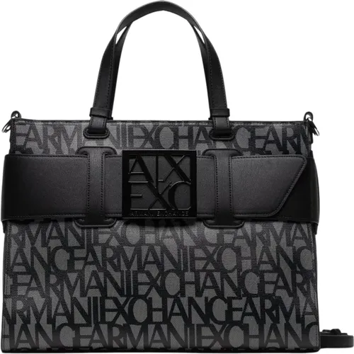 Small Siglata Leather Bag , female, Sizes: ONE SIZE - Armani Exchange - Modalova