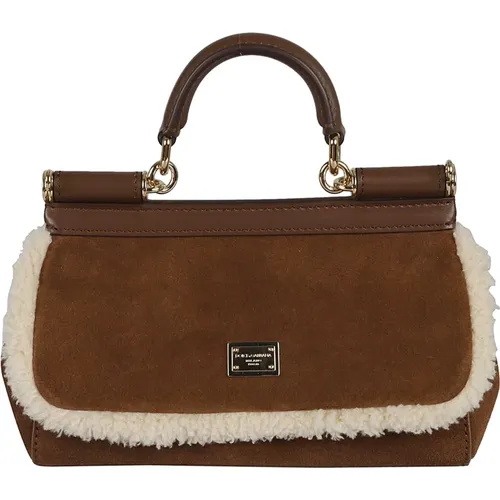 Latte Leather Tote Bag Aw23 , female, Sizes: ONE SIZE - Dolce & Gabbana - Modalova