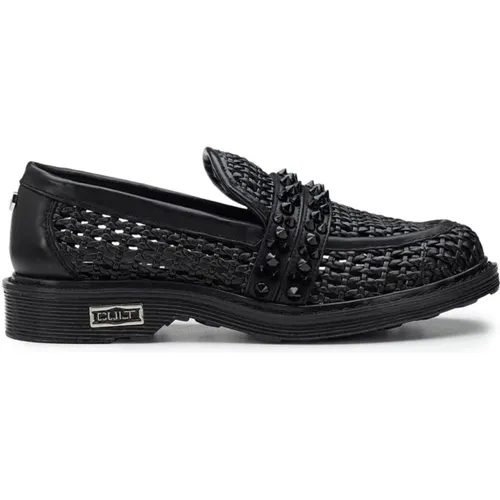Schwarze flache Schuhe mit Nietenriemen , Damen, Größe: 36 EU - Cult - Modalova
