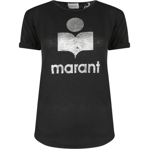 Linen T-Shirt with Logo Print , female, Sizes: S, L - Isabel Marant Étoile - Modalova