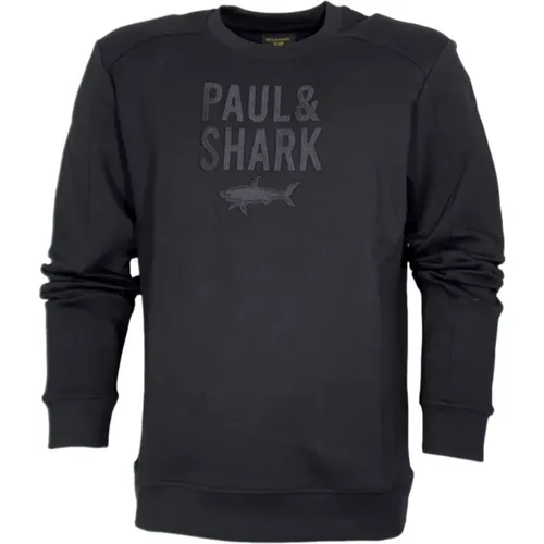 Schwarzer Rundhalsausschnitt Sweatshirt Langarm Logo , Herren, Größe: 2XL - PAUL & SHARK - Modalova