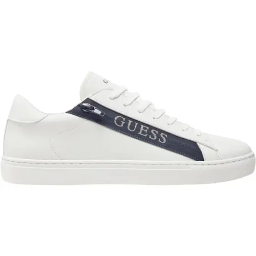 Weiße sportliche Synthetik-Sneaker , Herren, Größe: 45 EU - Guess - Modalova