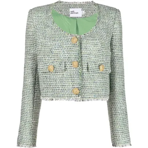 Elegant Boucle Cropped Blazer , female, Sizes: M - Self Portrait - Modalova