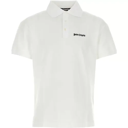 Weißes Piquet-Poloshirt - Klassischer Stil , Herren, Größe: M - Palm Angels - Modalova