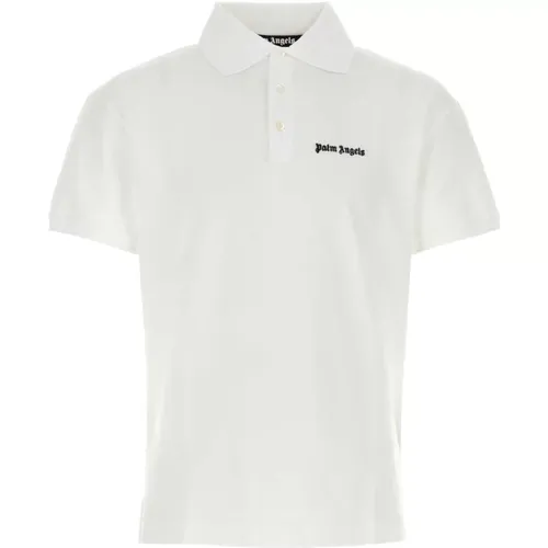 Weißes Piquet-Poloshirt - Klassischer Stil , Herren, Größe: S - Palm Angels - Modalova