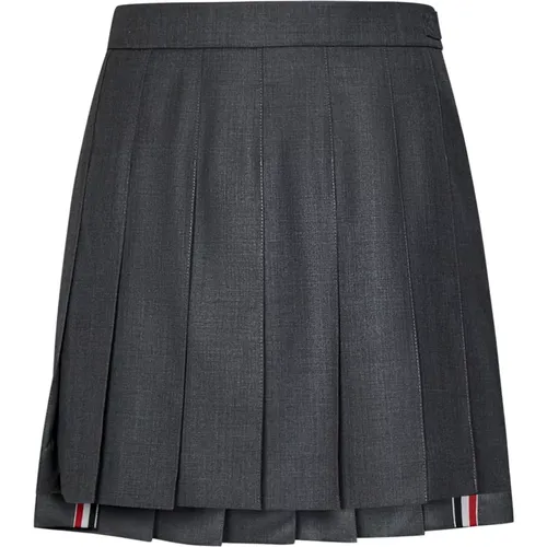 Grey Wool Pleated Skirt , female, Sizes: XS, S - Thom Browne - Modalova