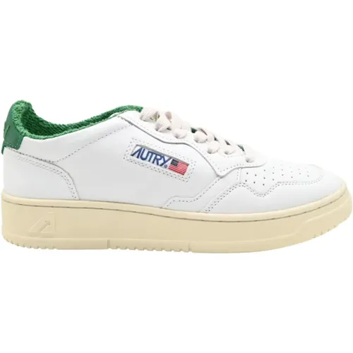 Niedrige Ziege Sneakers Weiß/Grün Stil , Damen, Größe: 40 EU - Autry - Modalova