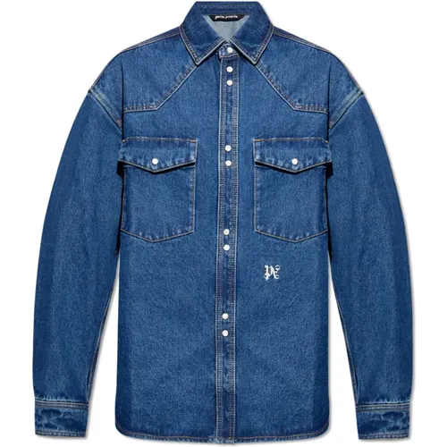 Denim shirt , male, Sizes: L, M, S - Palm Angels - Modalova