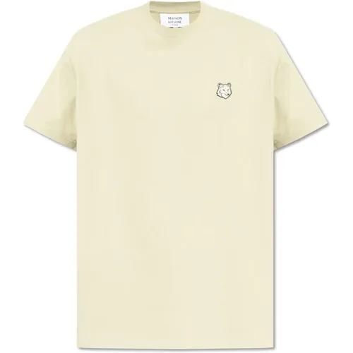 T-Shirt mit Logo-Patch , Herren, Größe: L - Maison Kitsuné - Modalova