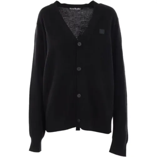 Oversize Cardigan Face Logo , female, Sizes: S - Acne Studios - Modalova