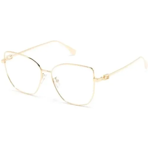 Goldene Optische Brille für den Alltag , Damen, Größe: 56 MM - Fendi - Modalova