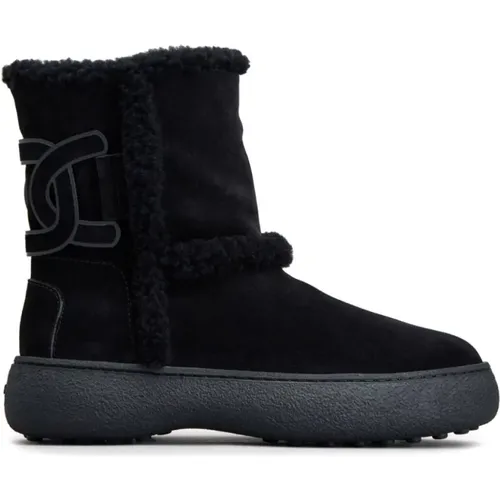 Winter Leather Boots with Shearling Trims , female, Sizes: 4 1/2 UK, 4 UK, 3 UK, 5 1/2 UK, 5 UK, 7 UK - TOD'S - Modalova