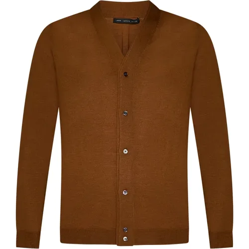 Merino Wool V-Neck Cardigan , male, Sizes: 2XL, XL, M, L - Low Brand - Modalova