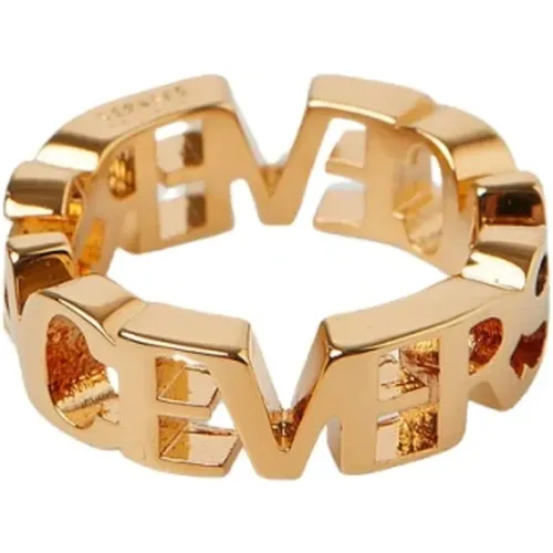 Logo Ring Goldton Messing Schmuck , Damen, Größe: 46 MM - Versace - Modalova