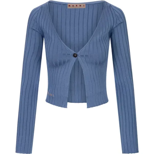 Ribbed Cardigan Sweater , female, Sizes: 2XS - Marni - Modalova