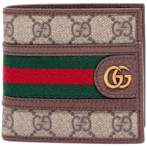 Braune Brieftasche mit Web-Band - Gucci - Modalova