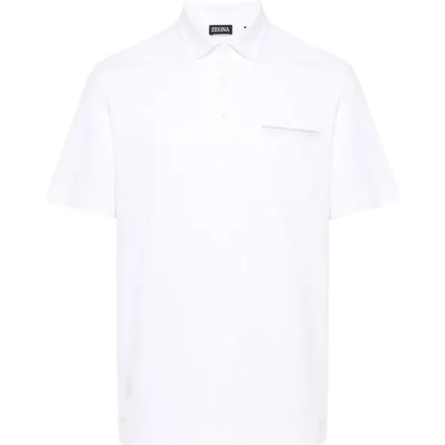Weißer Baumwoll-Piqué-Polo-Pullover , Herren, Größe: XL - Ermenegildo Zegna - Modalova