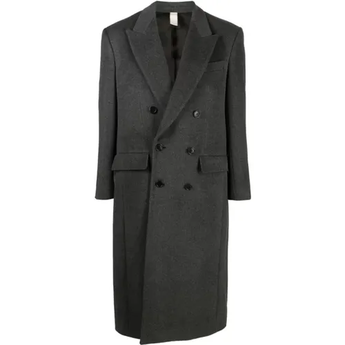 Anthracite Double-Breasted Coat , male, Sizes: L, M - Sunflower - Modalova