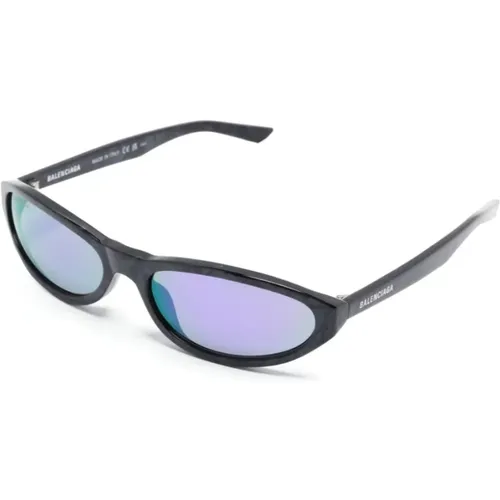 Purple Oval Mirrored Sunglasses , female, Sizes: ONE SIZE - Balenciaga - Modalova