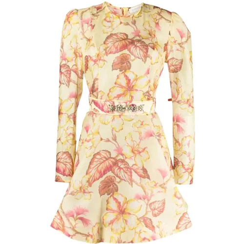 Floral Multicolored Dress with Crystal Details , female, Sizes: M - Zimmermann - Modalova