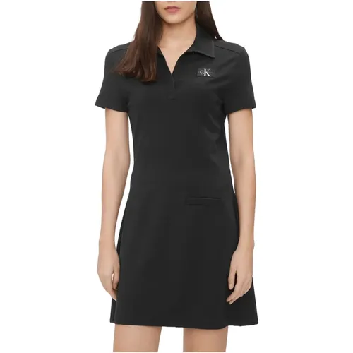 Schwarzes Mini-Kleid Viskose , Damen, Größe: L - Calvin Klein - Modalova