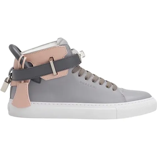 Grey Leather High-Top Sneakers , female, Sizes: 4 UK - Buscemi - Modalova