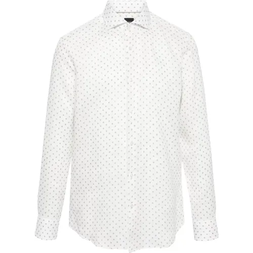 H-Joe linen micro-pattern-shirt , male, Sizes: 3XL, M, 2XL, 4XL - Hugo Boss - Modalova