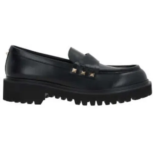 Leather Flat Shoes with Platinum Studs , female, Sizes: 6 UK, 8 UK, 7 UK - Valentino Garavani - Modalova