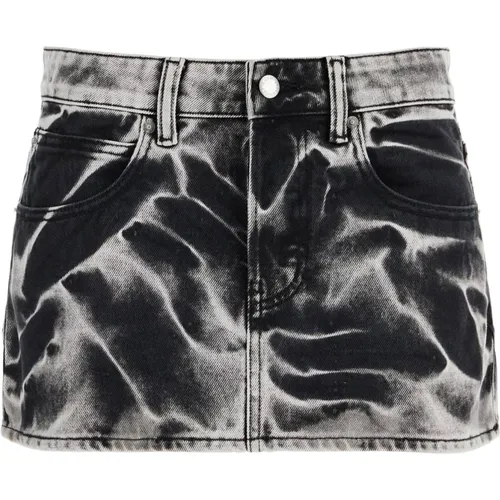 Acid Washed Denim Mini Skirt , female, Sizes: W28, W27, W25, W26 - alexander wang - Modalova