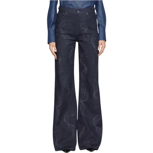 High-Waist Wide-Leg Jeans mit Strass , Damen, Größe: W28 - Dondup - Modalova