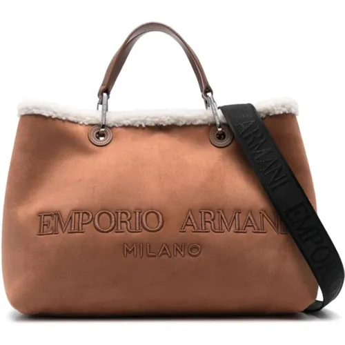 Braune Kunstleder-Schultertasche - Emporio Armani - Modalova