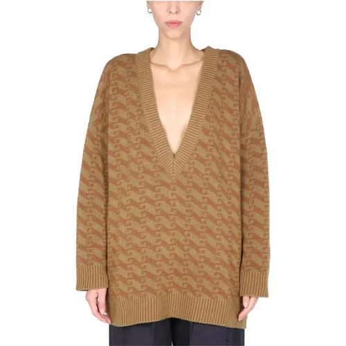 V-Neck Jacquard Sweater , female, Sizes: M - Jejia - Modalova
