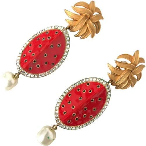 Rote Wassermelone Kristall Clip Ohrringe - Dolce & Gabbana - Modalova