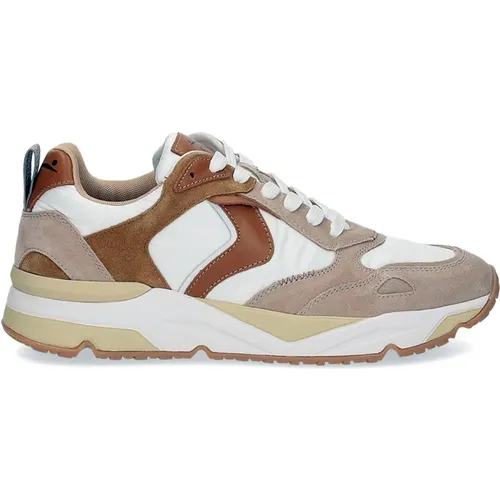 Beige Sneakers with Suede and Leather , male, Sizes: 8 UK - Voile blanche - Modalova