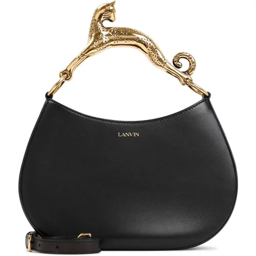 Schwarze Leder Hobo Tasche Damen Handtasche - Lanvin - Modalova