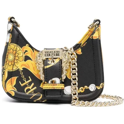 Baroque Print Mini Shoulder Bag with Detachable Chain Strap , female, Sizes: ONE SIZE - Versace Jeans Couture - Modalova