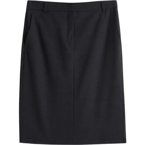 Knee-length wool skirt with pockets , female, Sizes: S, XS, M, 2XS - Aspesi - Modalova