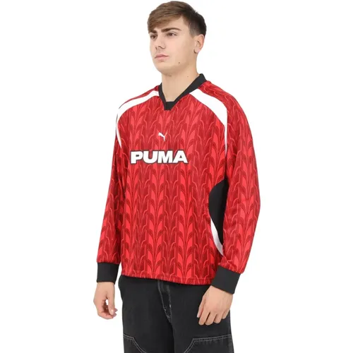 Rotes langärmliges sportliches T-Shirt , Herren, Größe: XL - Puma - Modalova