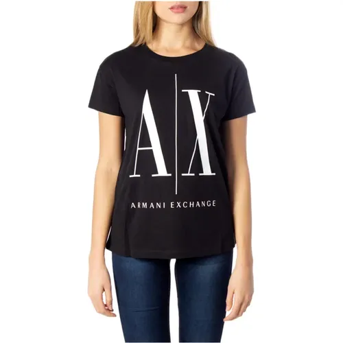 Bedrucktes T-Shirt mit Kurzen Ärmeln für Frauen , Damen, Größe: S - Armani Exchange - Modalova