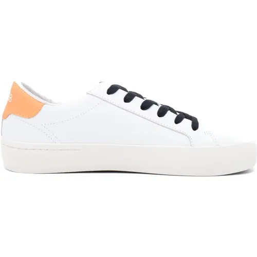 Leder Street Sneakers Weiß Orange , Herren, Größe: 45 EU - Sun68 - Modalova