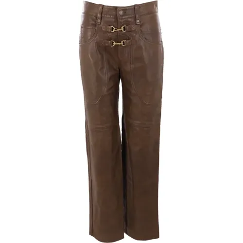 Straight Leg Leather Trousers , female, Sizes: S - Isabel marant - Modalova