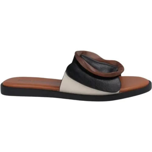 Schwarze und weiße flache Sandale Thais , Damen, Größe: 36 EU - Noa Harmon - Modalova