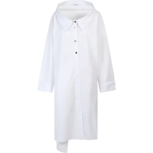 Cotton Asymmetric Neckline Dress , female, Sizes: S, XS, 2XS - Krizia - Modalova