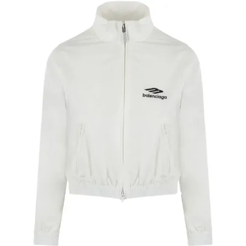Weiße Baumwolltechnische Jacke mit Logo-Stickerei - Balenciaga - Modalova