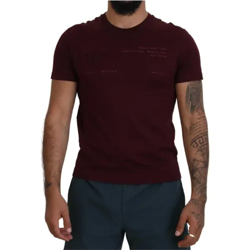 Maroon Bedrucktes Herren T-Shirt mit Kurzen Ärmeln - Dolce & Gabbana - Modalova