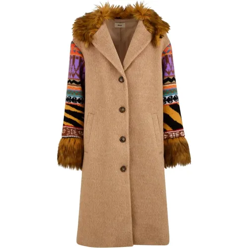 Camel Coats for Women , female, Sizes: S - Akep - Modalova